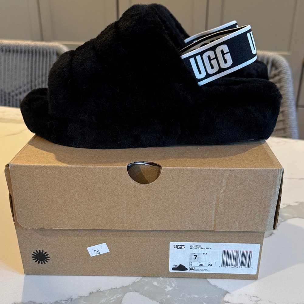 UGG Black Fluff Yeah Slides